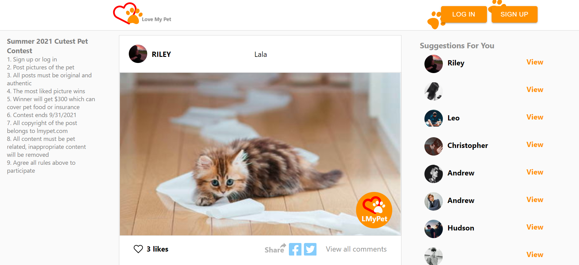 Pet focused social media